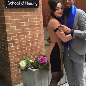 Cara Caramel & Black Collared Bodycon Dress